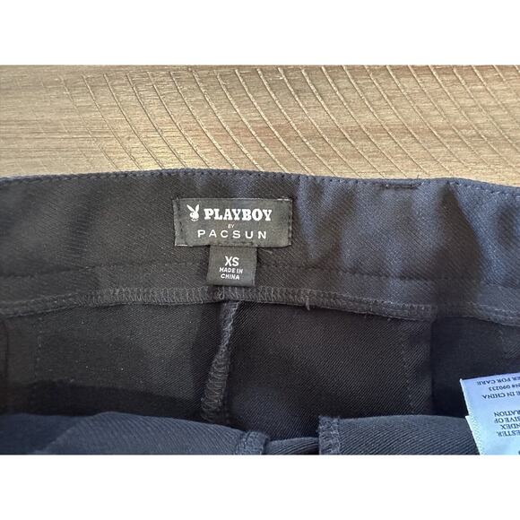NWT Pacsun Playboy Black Boyfriend Fit Wide Leg Embroidered Bunny Logo Pants XS - Picture 7 of 16